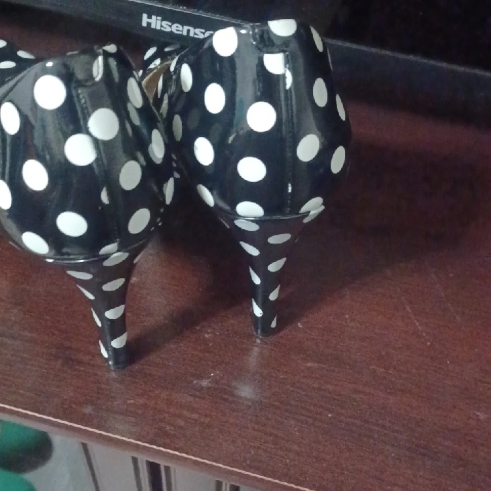 Nine West Black and White Polka Dot Heels